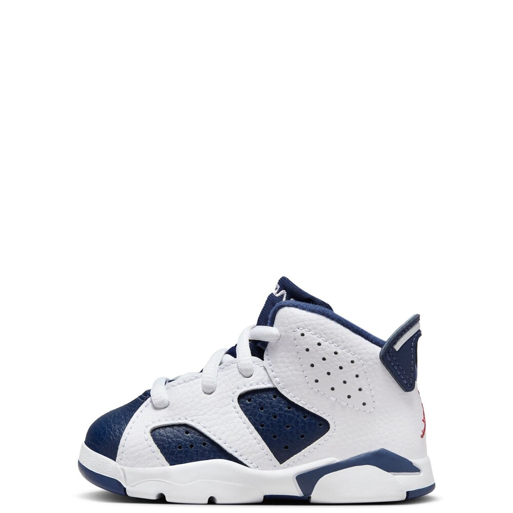 Air Jordan Kids 6 Retro Shoes, White/University Red, 7